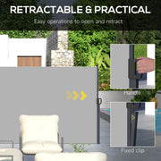 Light Grey Retractable Side Awning 400 x 180cm for Garden Balcony Pool Privacy by Outsunny