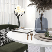 Modern Round Dining Table with Steel Base Space Saving Design for Small Spaces Grey