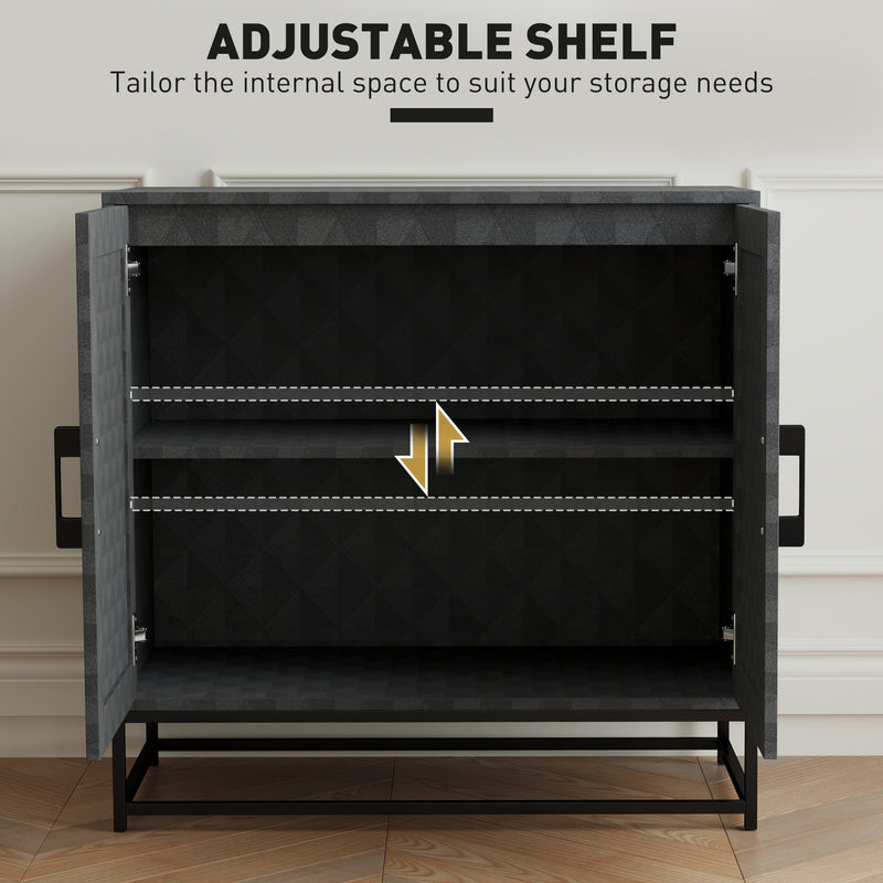 Black Modern Sideboard with Adjustable Shelf and 2 Doors for Living Room Storage by Homcom