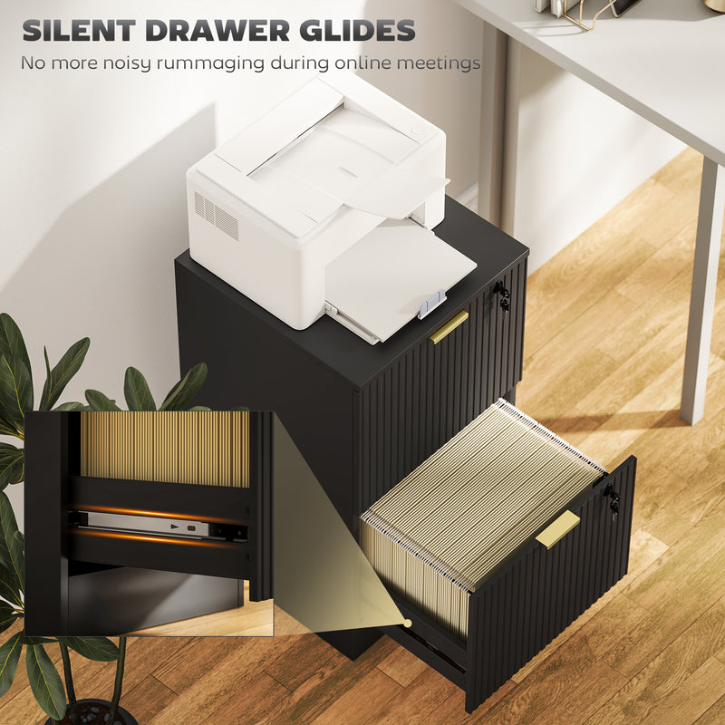 Filing Cabinet with Lockable Drawers for Home Office Organisation Black