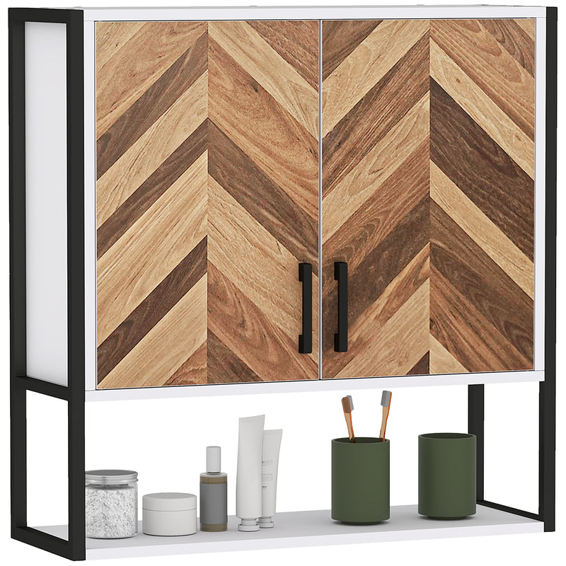 Walnut Wall Mounted Bathroom Cabinet With Adjustable Shelf and Double Doors by HOMCOM