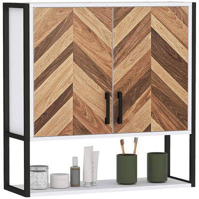 Walnut Wall Mounted Bathroom Cabinet With Adjustable Shelf and Double Doors by HOMCOM