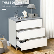3 Piece Bedroom Furniture Set with Wardrobe and Chest of Drawers for Storage Grey and White AOSOM