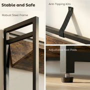Bookcase and Room Divider with Five Secure Shelves for Organised Living Rustic Brown Black AOSOM