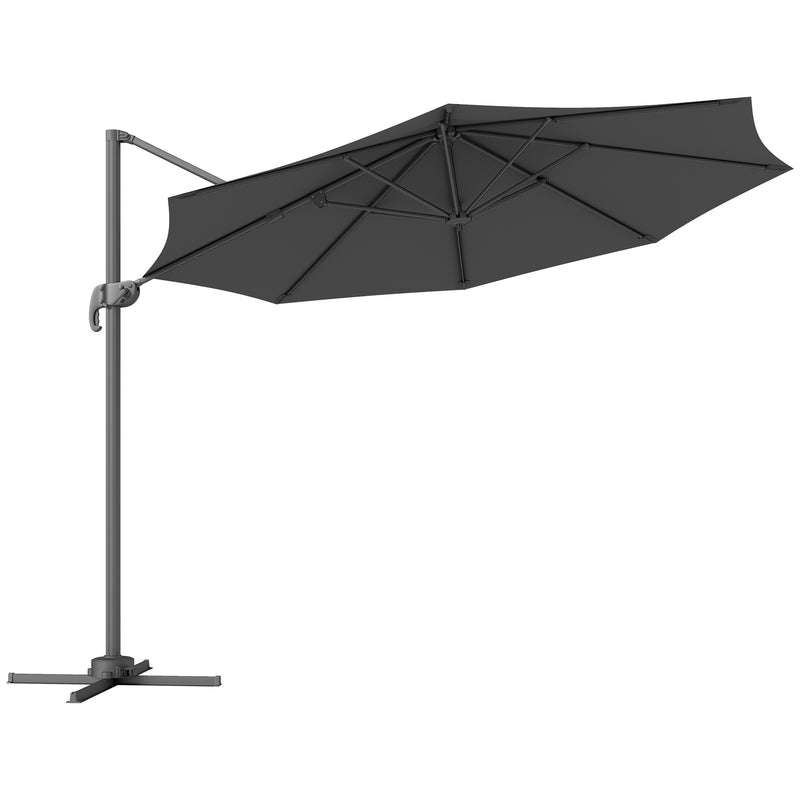 Black 3m Cantilever Parasol with 360° Rotation and Crank Handle for Garden by Outsunny