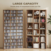 Tall CD Storage Cabinet with Adjustable Shelves Ideal for Home Organisation Rustic Brown
