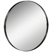 Round Shatterproof Wall Mirror for Hallways or Bathrooms Ready to Hang Black Homcom