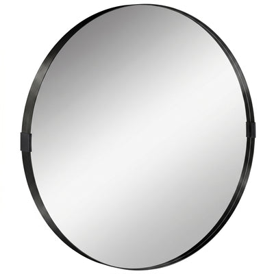 Round Shatterproof Wall Mirror for Hallways or Bathrooms Ready to Hang Black Homcom