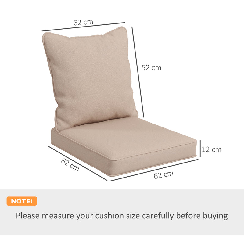 Beige Padded Garden Seat and Back Cushion Set for Outdoor Chairs Comfortable Support