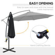 Black 2.45m Cantilever Garden Parasol With Cross Base Waterproof And UV Protection