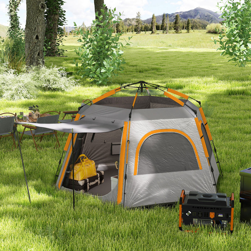4 Person Pop Up Dome Tent for Quick Camping Shelter Lightweight Light Grey