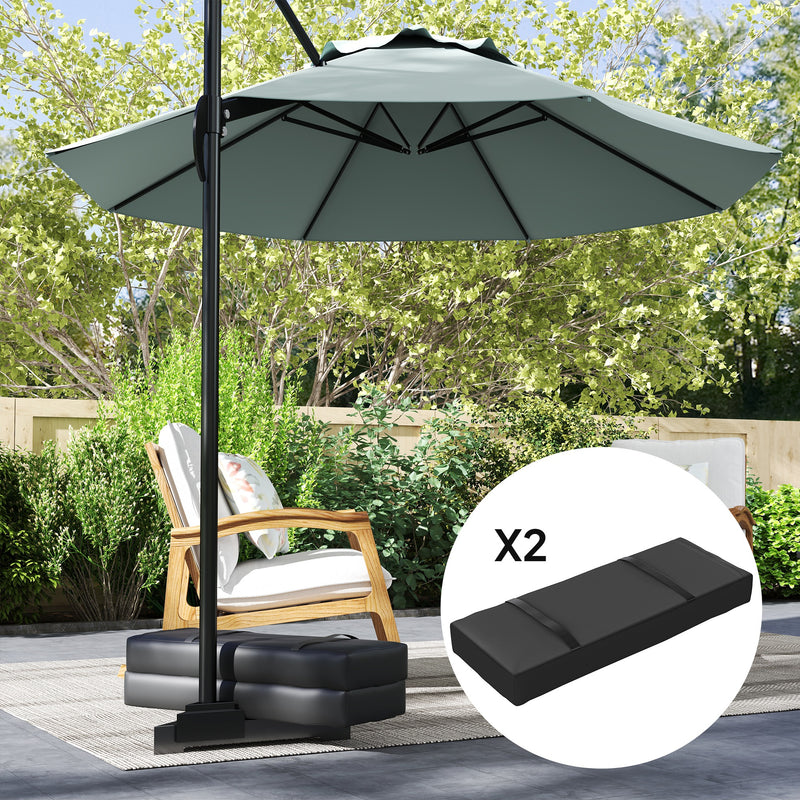 Black Parasol Base Weights Set of 2 Fillable 25kg Sandbags With Handles by Outsunny