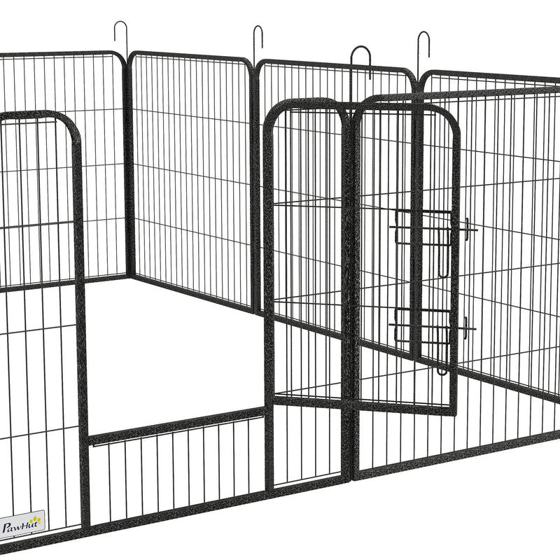 Silver 12 Panel Heavy Duty Puppy Playpen for Small Dogs Indoor and Outdoor Use by PawHut