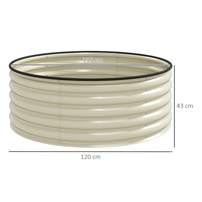 Cream White Galvanised Raised Garden Bed with Safety Edging and Gloves by Outsunny