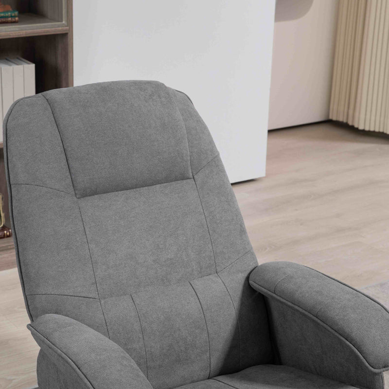 Recliner Chair and Footstool Set for Relaxing at Home with Swivel and Adjustable Back Grey