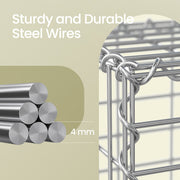 Close-up of the 4 mm galvanised steel wire and spiral binding on a gabion