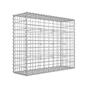 Single silver galvanised gabion cage shown at an angle on a white background