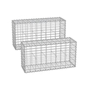 Songmics metal gabion cages shown in four sizes stacked in a row