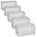 Songmics metal gabion cages shown in four sizes stacked in a row