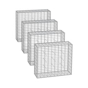 Songmics metal gabion cages shown in four sizes stacked in a row
