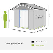 Dimension diagram of the 6x5ft metal shed showing 1.97m width, 1.60m depth, 2.01m height and a 0.74 by 1.70m doorway