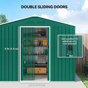 Front view of the green shed's double sliding doors, 79cm wide and 150cm high opening