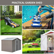 Uses collage for the grey shed: lawn care equipment, swimming pool supplies and garden maintenance tools