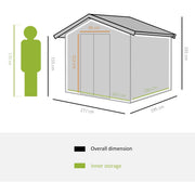 Dimension diagram: 277 x 195 x 192 cm overall, 267 x 181 cm inner storage and a 96 x 152 cm door opening