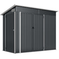 Dark grey 8x4ft Outsunny pent roof metal shed with three closed lockable doors
