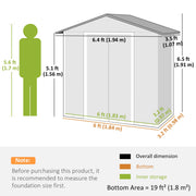 Dimension diagram of the 6x4ft metal shed, 194 cm wide, 107 cm deep and 191 cm high