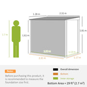 Dimension diagram: 231 cm deep, 128 cm wide, 181 cm high falling to 161 cm