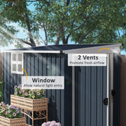 Feature panel pointing out the window and the two ventilation slots on the shed