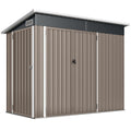Light grey 8x4ft Outsunny metal garden shed shown closed from the front