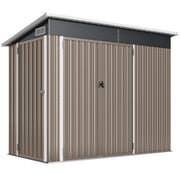Light grey 8x4ft Outsunny metal garden shed shown closed from the front