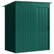Dark green 5x3ft Outsunny metal garden shed shown closed from the front