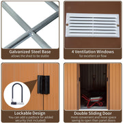 Feature panel with galvanised steel base, four ventilation windows, lock and sliding doors