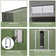 Feature panel covering the pitched roof, four vents, padlock point and sliding doors