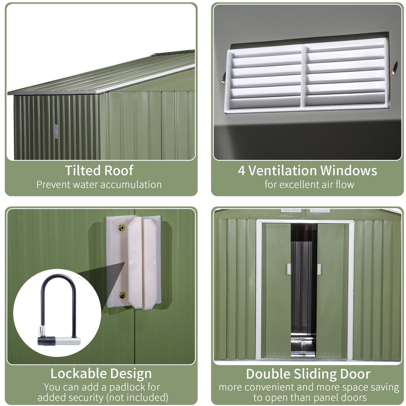 Feature panel covering the pitched roof, four vents, padlock point and sliding doors