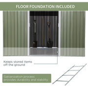 Steel floor foundation frame included to keep stored items off the ground