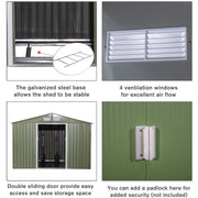 Feature panel showing the galvanised base, four vents, sliding doors and padlock point