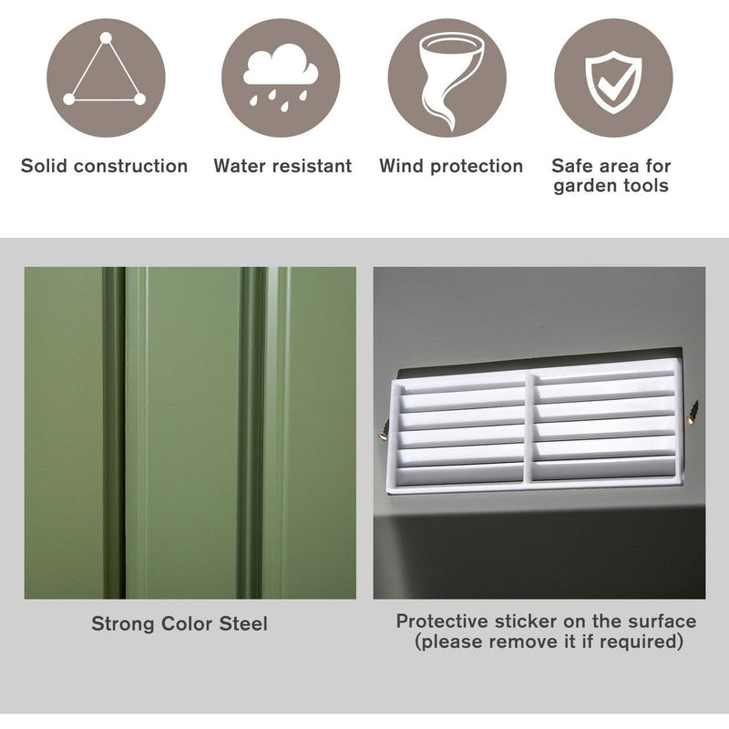 Weather protection icons with colour steel wall and vent close-ups
