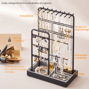 Studio shot of the black metal jewellery organiser stand on a plain background