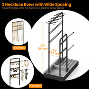 Close-up of the earring hook rail and ring tray on the jewellery organiser