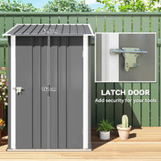 Close-up of the 63.5cm wide, 142cm tall shed door and its metal security latch