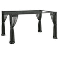 Metal Pergola Kit With Retractable Roof and Mosquito Net, Dark Grey Outsunny