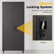 Close-up of the lightning-style locking handle with its two keys
