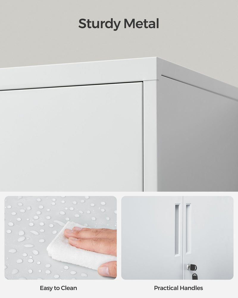 Cabinet shown in a home office setting with files and boxes stored inside