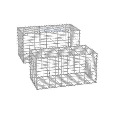 Two stacked metal wire gabion cages measuring 100 x 50 x 50 cm each