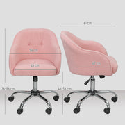 Teddy Fleece Swivel Office Chair With Padded Seat For Home Or Study Desk, Pink