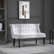 Compact 2 Seater Loveseat Sofa with Wooden Frame for Bedroom or Lounge, Grey